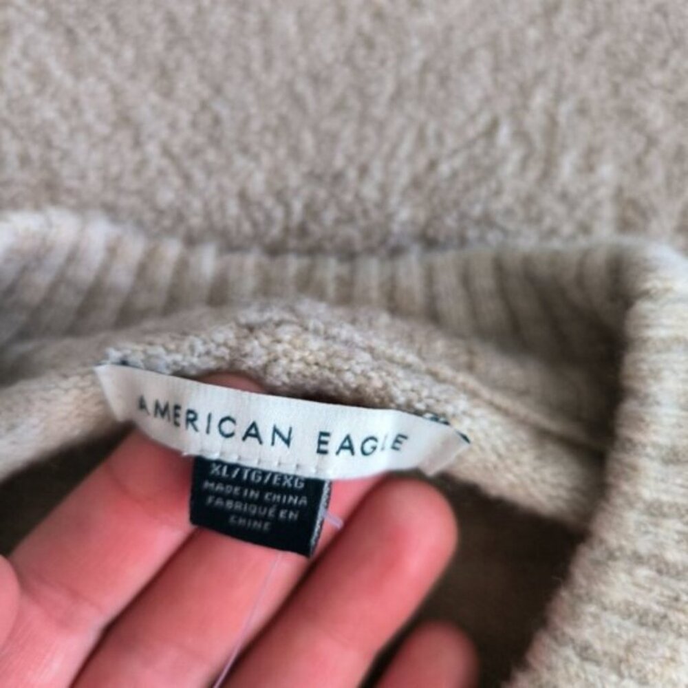 American Eagle Whoa So Soft Leopard Heart Crew Chunky Cozy Neck Sweater XL - Picture 5 of 9